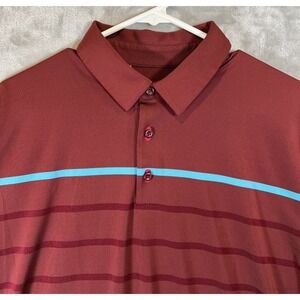 Under Armour Polo Shirt Mens XL Garnet Striped Heat‎ Gear Loose Stretch Golf